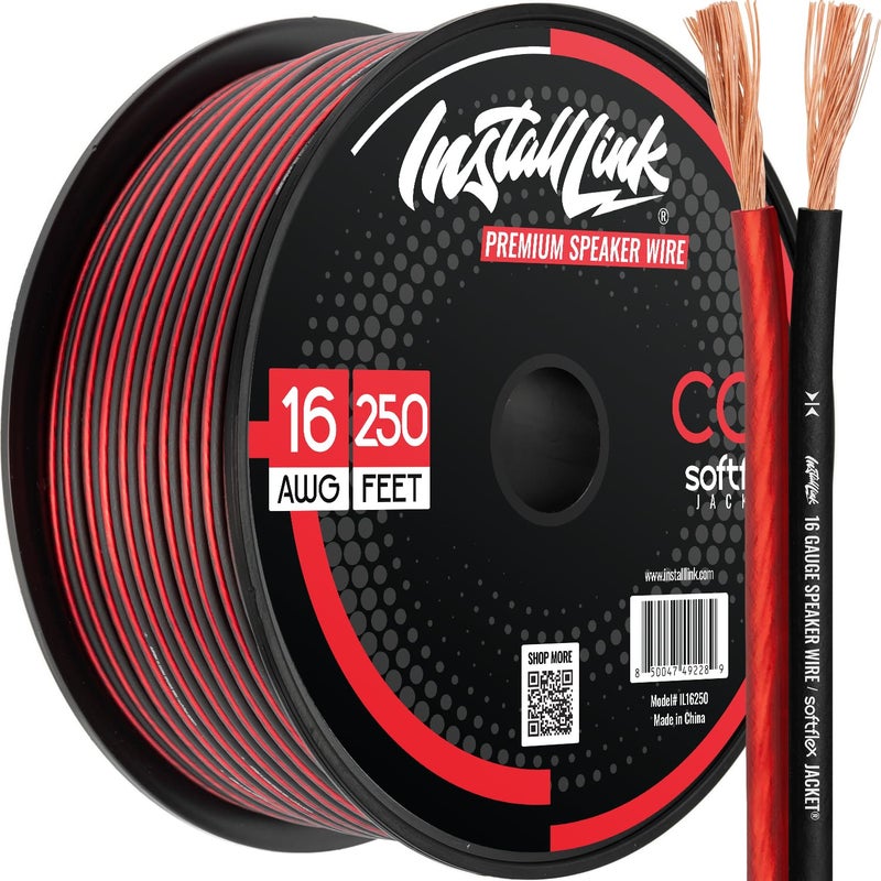 Install Link 16 AWG Gauge Speaker Wire Cable Stereo, Car or Home Theater, CCA (250 Feet) - Image 1